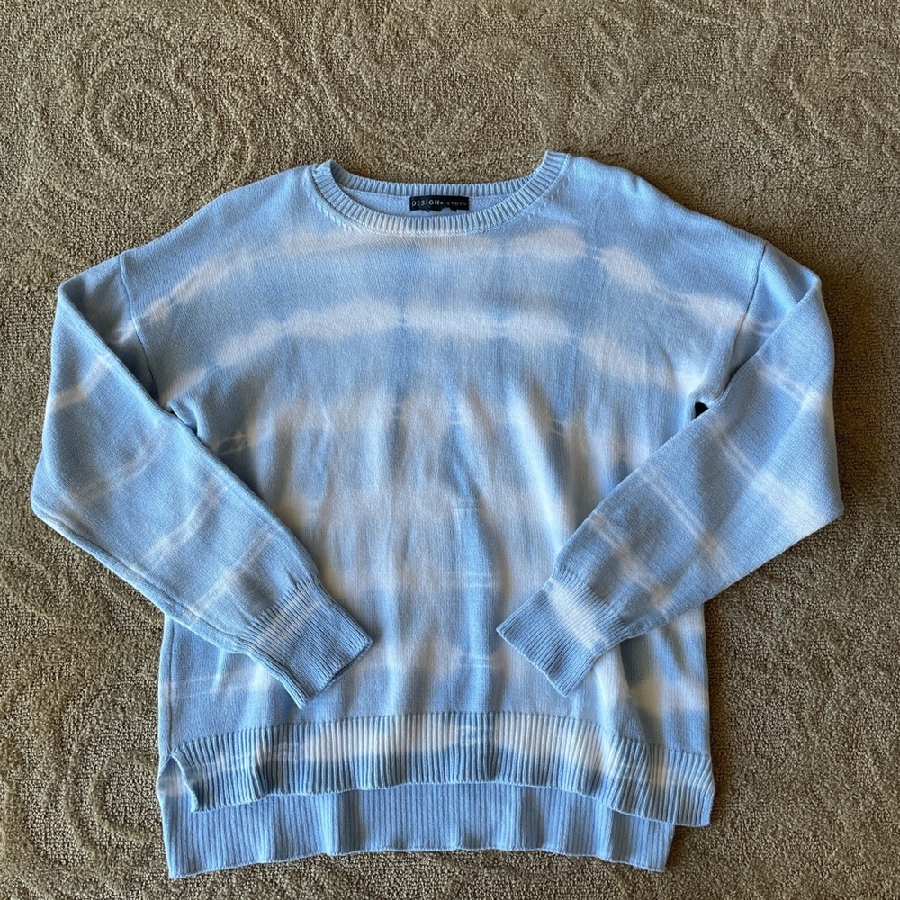Baby blue and white sweater